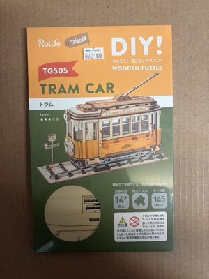 Rolife TG505 Tram Car 3D Wooden Puzzle Kit Model Building Kits for Adults New