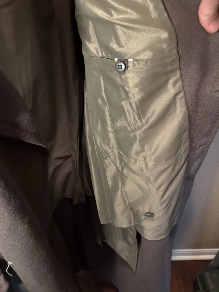 East German NVA Vintage Wool Coat Gray Double Metal Buttons G44 - Image 3 of 4