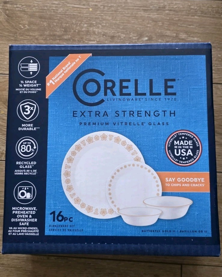 18pc Corelle Livingware by CorningWare Butterfly Gold Servic