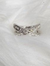 Estate Ring Sterling Silver Woven Cubic Zirconia Strands Band Design Size 5 925