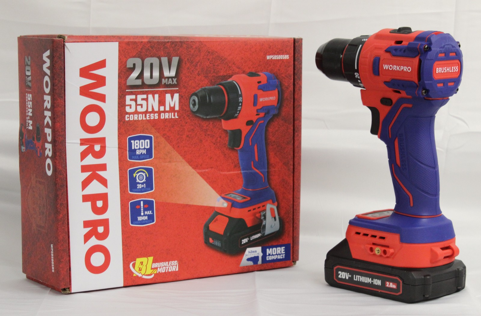 Workpro 20V Cordless Brushless Drill With 2AH Battery - Boxed (NR)