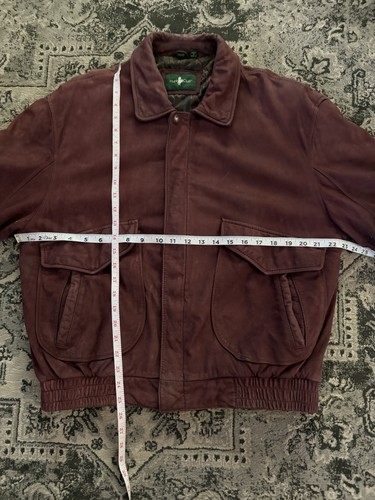 Vintage 90s Hunt Club Korea Leather Bomber Jacket Burgundy Boxy Size Large - Picture 6 of 6