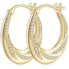 14K Gold Hoop Earrings for Women Rotating Small Ball Design Comfortable 22/25mm