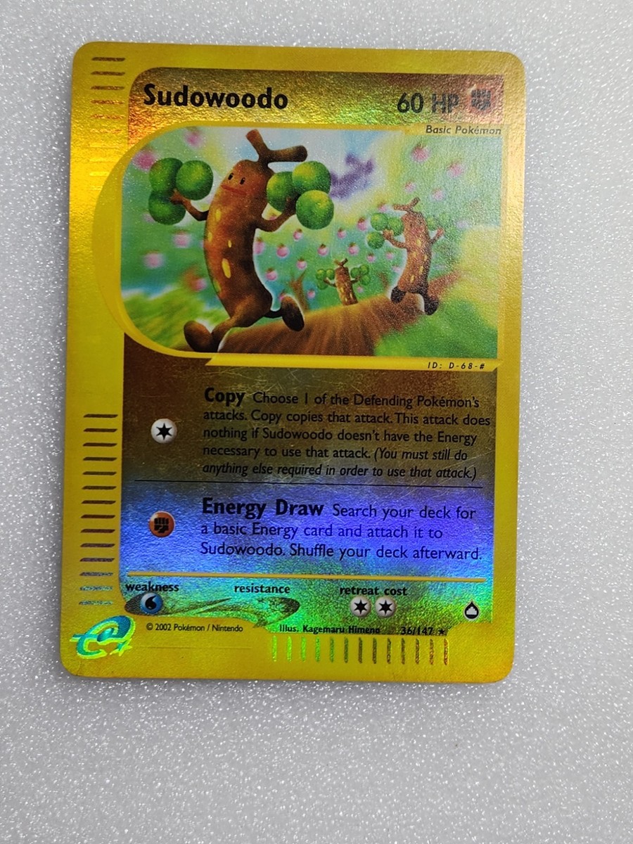 sudowoodo pokemon card Holo Promo SM207, NM PokemonCard Pokémon Hit Points90 HP Form Sudowoodo 36/147 Pokemon Aquapolis Reverse