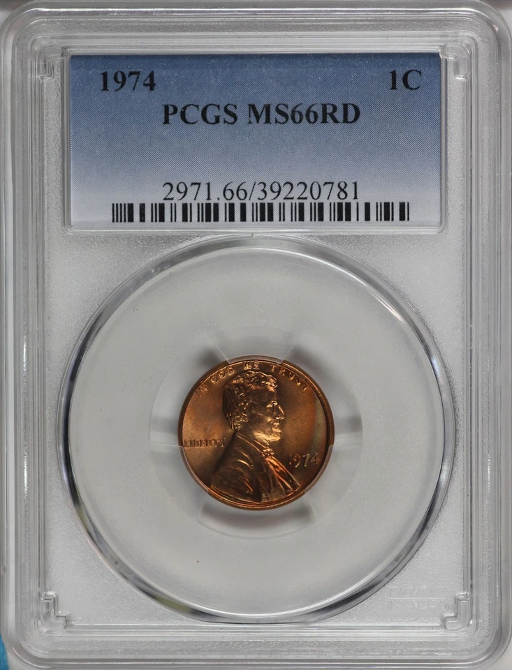 1974 PCGS MS66RD Attractively Toned Lincoln Cent 39220781 - Image 3 of 3