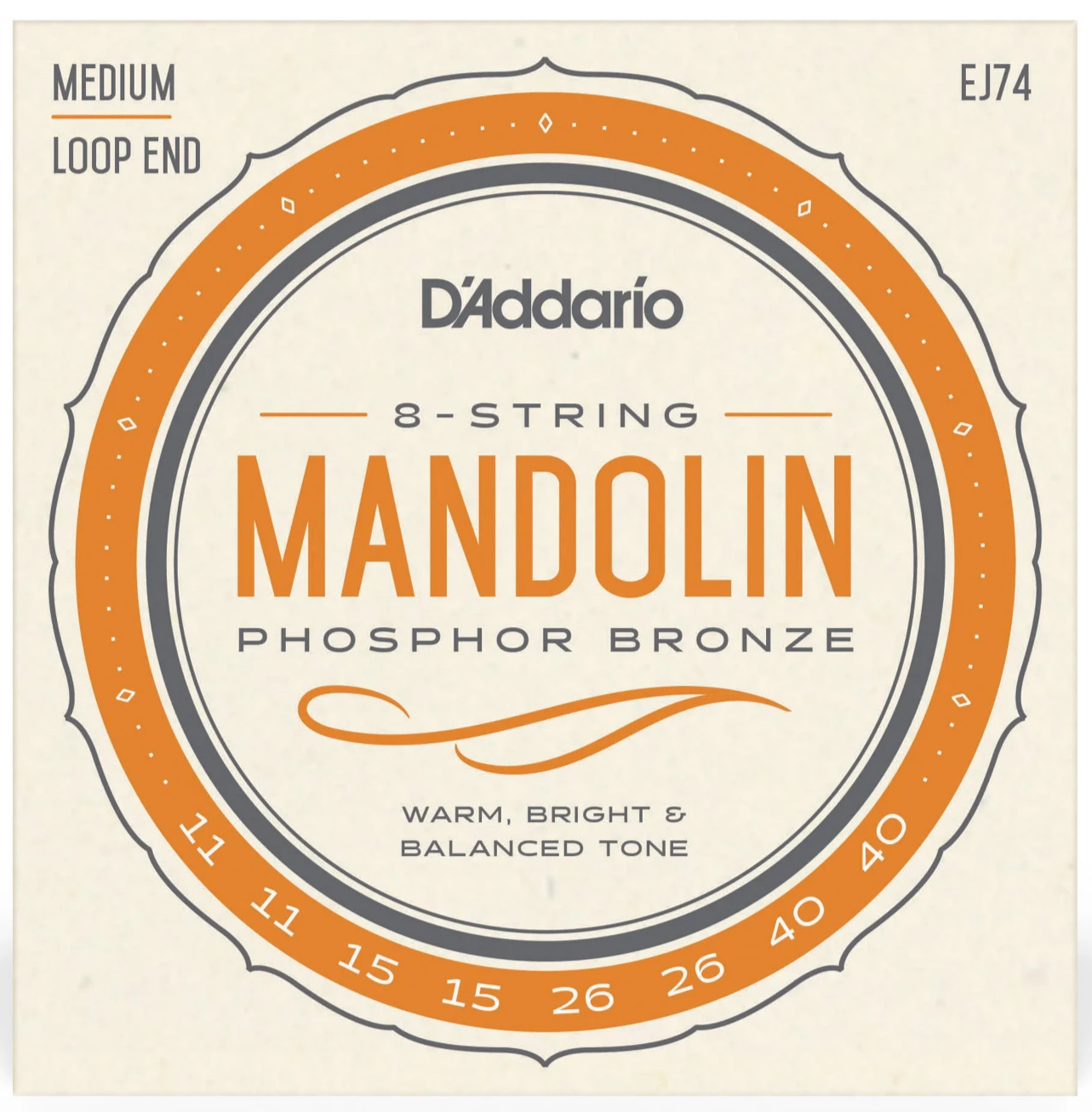 D'Addario EJ74 Mandolin Phosphor Bronze strings medium 11-40