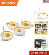 4-Pack Leak-Proof Non-Stick Silicone Egg Rings for Flawless Breakfast Sandwiches