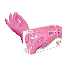 DASH Alasta Shimmer Nitrile Exam Grade Disposable Gloves, Pink, 3.9 mil, Box of 