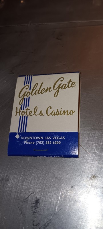 Advertising Casino Hotel Matchbook. Golden Gate Casino Downtown Las Vegas Nevada