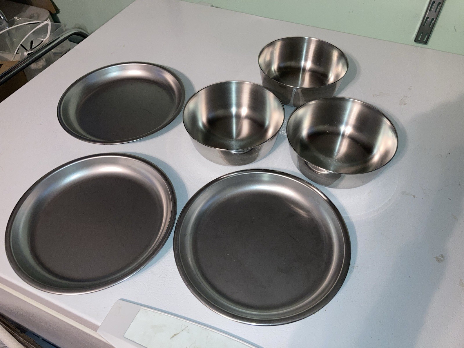 3 MSR Alpine Plates & Nesting Bowls, Stainless Steel, Mountain Safety Research