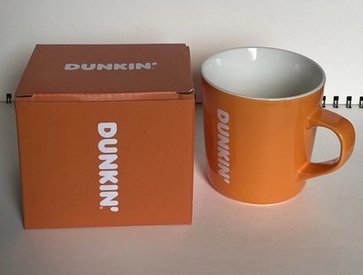 Dunkin  Donuts Keramiktasse Orange und Weiß Tasse in Box Brandneu unbenutzt