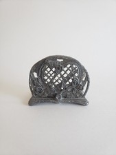 Metzke Pewter Heart Roses Business Card Letter Napkin Holder 1991 made in USA