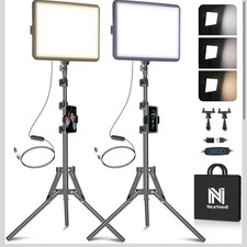 2-Pack LED Video Light Kit 2800-6500K Dimmable with Tripod  Phone Holder