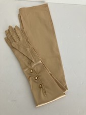 Vintage 50 s Gold Stretch Satin Opera Mousquetaire Gloves Western Germany 26 L