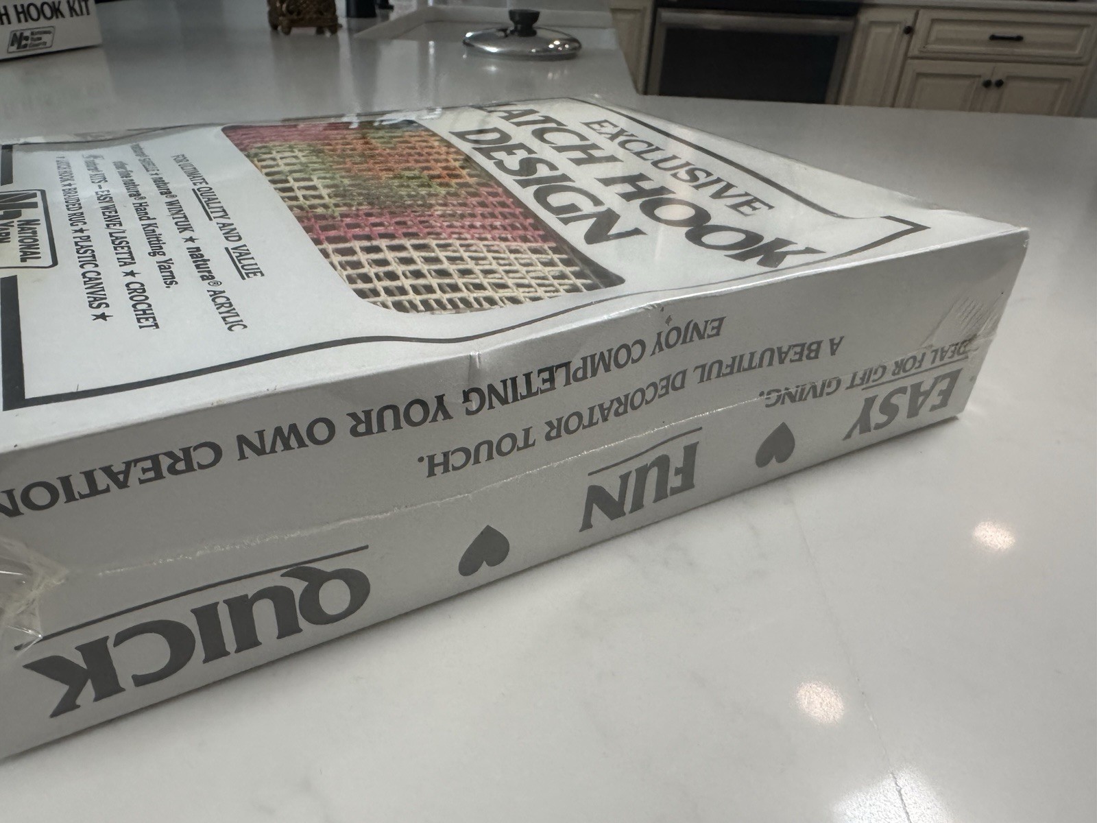 VTG National Yarn Crafts Latch Hook Kit P435 Heart Wreath 12x12 Sealed NOS