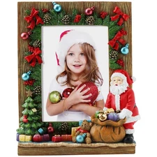 5" x 7" Light Up Christmas Resin Picture Frame with Santa