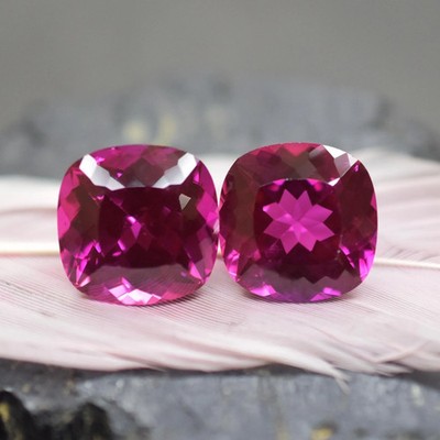 Certified Flawless 19.80 Ct+ Natural Burmese Pink Ruby Cushion Cut Pair Gemstone