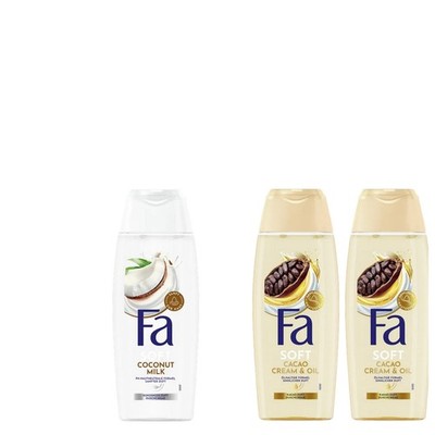 TRIO-SET | 3x250ml Fa Duschcreme Cacoa Cream & Oil + Coconut Milk | Milde Düfte