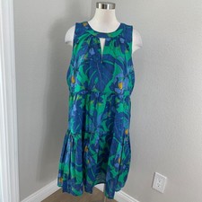 NEW Tommy Hilfiger Womens 14 Sleeveless Keyhole Floral Dress Knee Length