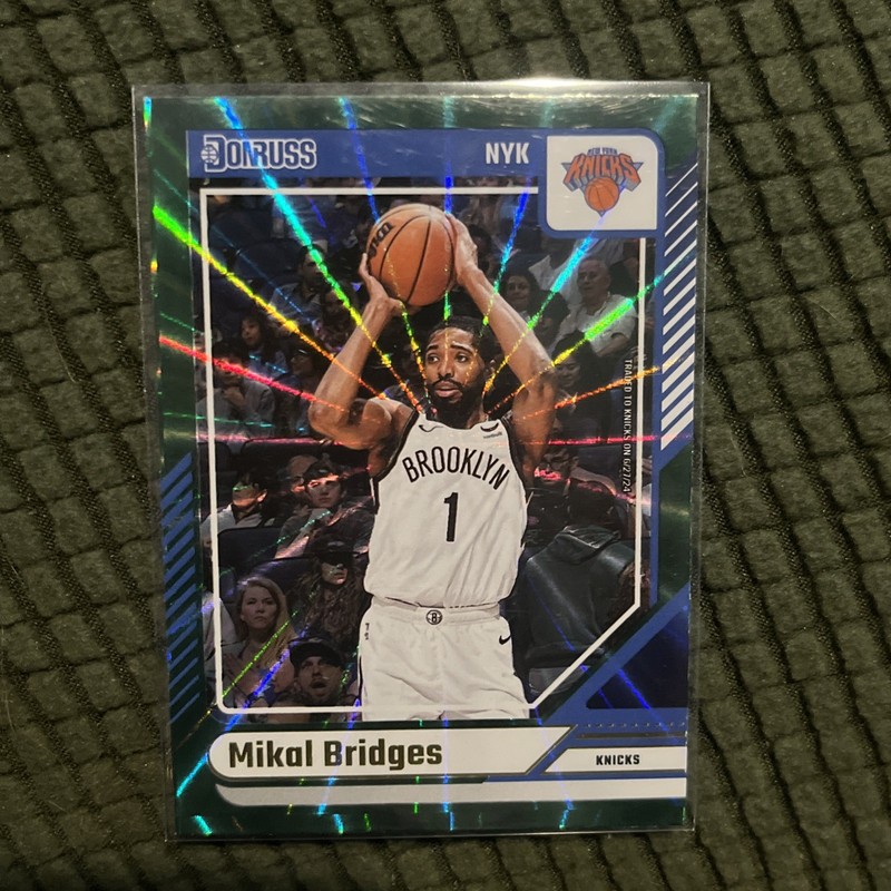 2024-25 Panini Donruss Basketball Mikal Bridges N.Y. Knicks #199 Green Laser