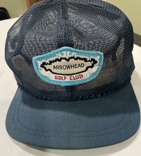 Vintage Arrowhead Golf Club Derby Cap Mesh Trucker Hat Snapback USA Made Blue