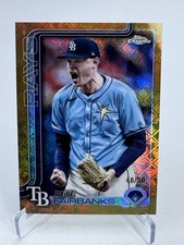 Topps Chrome 2025 MLB, #84 Pete Fairbanks, Gold Logofractor, /50 Tampa Bay