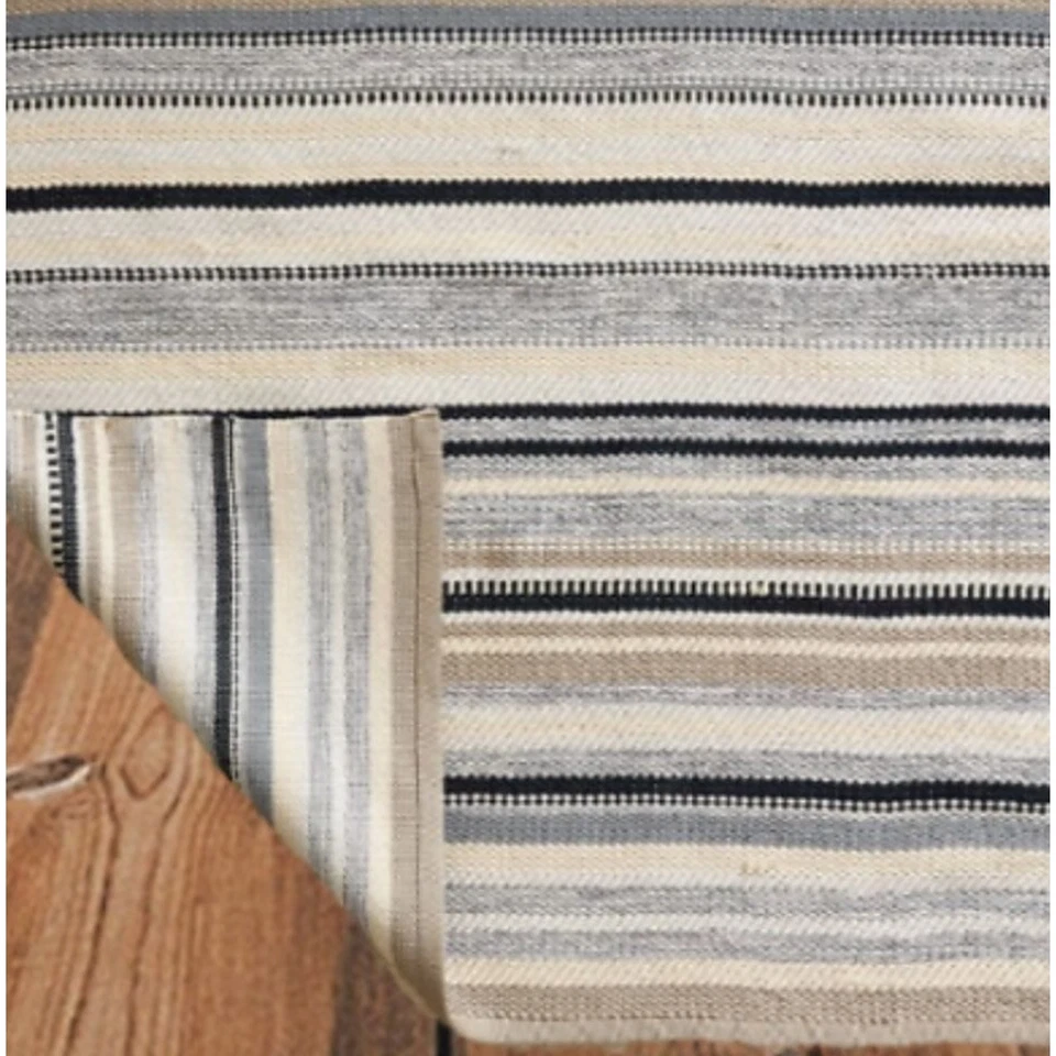 ALFOMBRA A RAYAS PB Teen PETERSON 2'x3' interior exterior neutra y gris tejido múltiple NUEVA Foto 3 de 3