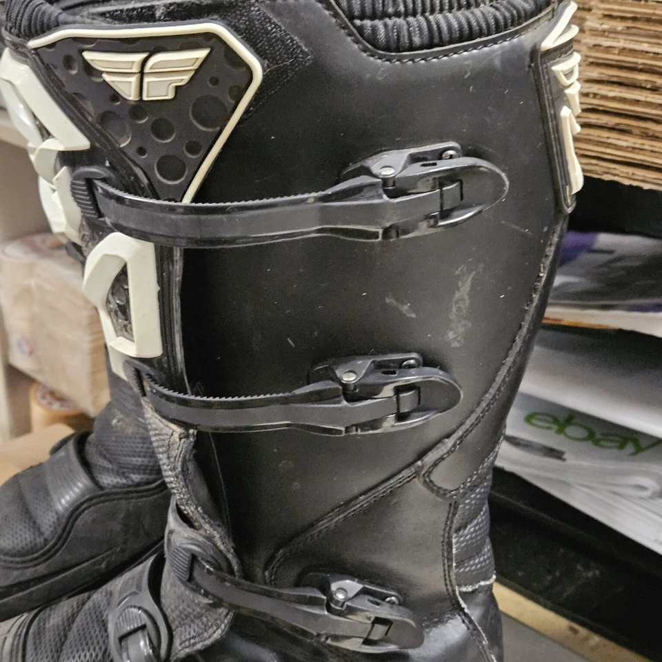 Fly Racing Maverick 摩托车越野摩托车赛车靴男式 13 个额外肩带硬 — 第 3/4 张图片