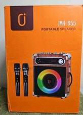 JYX Portable Karaoke Speaker JYX-S55 w/ 2 Wireless Mics LED TWS USB AUX FM REC
