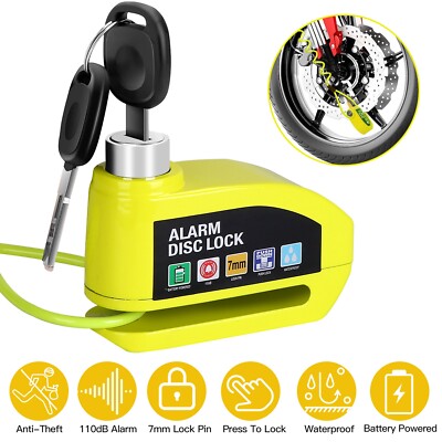 Motorcycle Scooter Bicycle Anti-theft Wheel Disc Brake Lock 110dB Security Alarm
