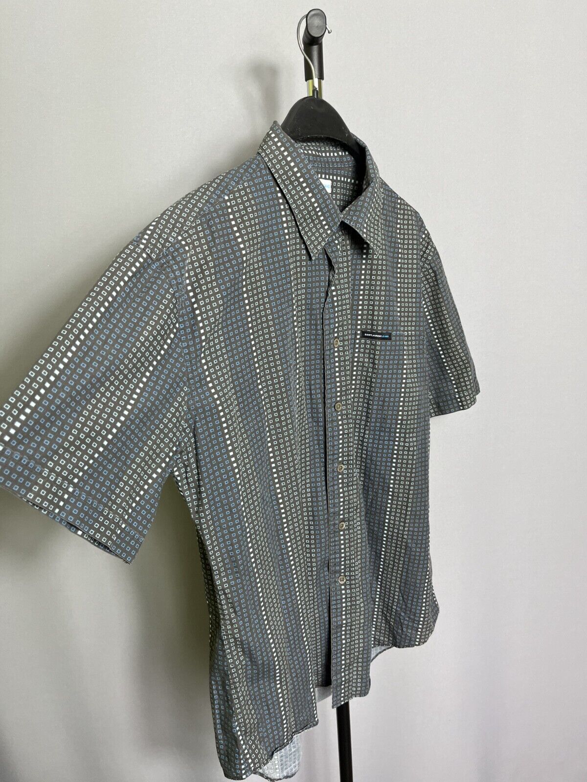 Saint Laurent Jeans YSL Vintage Camicia a maniche corte scozzese blu da...