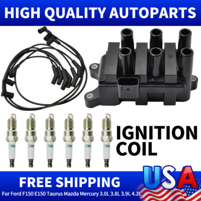 Ignition Coil +6 Spark Plug For Ford F-150 E-150 Mustang Ranger Mercury - Foto 6