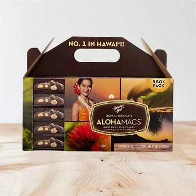 MAUNA LOA Hawaiian Host AlohaMacs DARK Chocolate Covered Macadamia Nut 5 oz x 5 pk