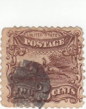 Scott # 113 - 2c Brown - Horse and Rider - "G" Grill -  Used - SCV - $80.00
