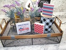 Red Truck 4th of July sign Patriotic Tiered Tray decor Americana Farmhouse