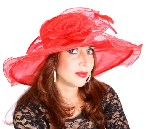 Elegante Cappello da Donna Rosso Organza Sposa di Matrimonio Copricapo  Nobile | eBay