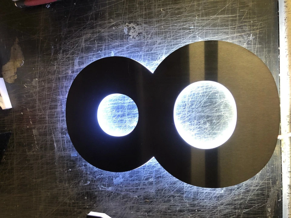 BLACK STEEL LED House Number Brushed Stainless Steel House Made to Order - Image 3 of 4