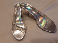 CINDERELLA SLIPPER SANDAL,RIALTO,Dressy, Acrylic Heel,Rhinestones, Sz.7 Ladies