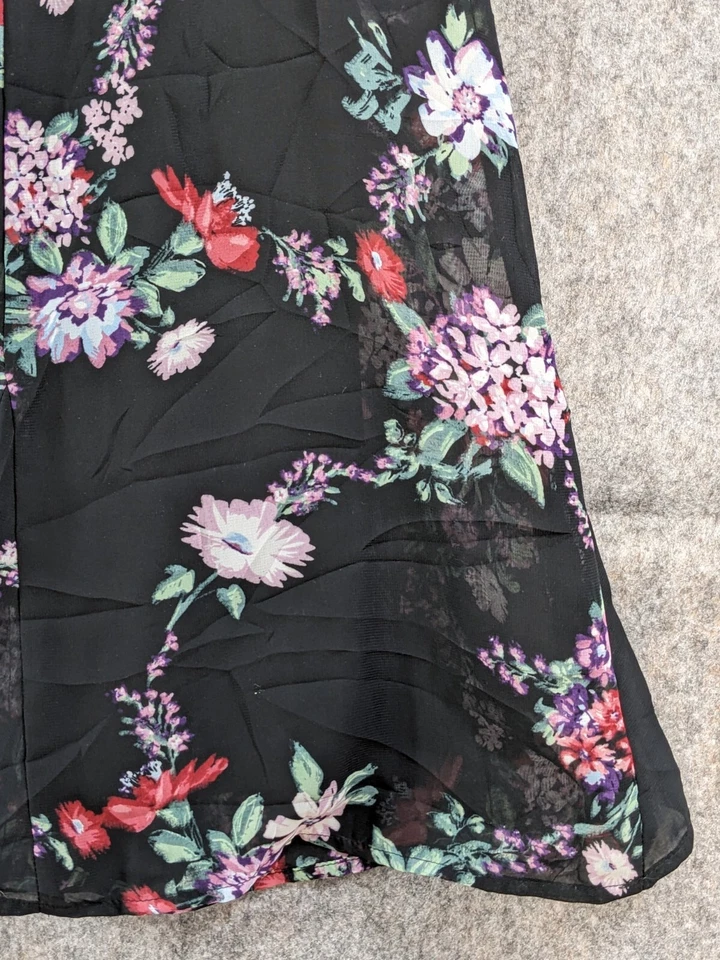 Falda Bonworth Mujer Mediana Negra Rosa Floral Forrada Gasa Cintura Elástica Línea A Foto 3 de 4