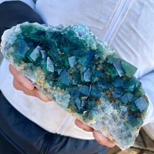 3.7lb NATURAL Green Cube FLUORITE Quartz Crystal Cluster Mineral Specimen