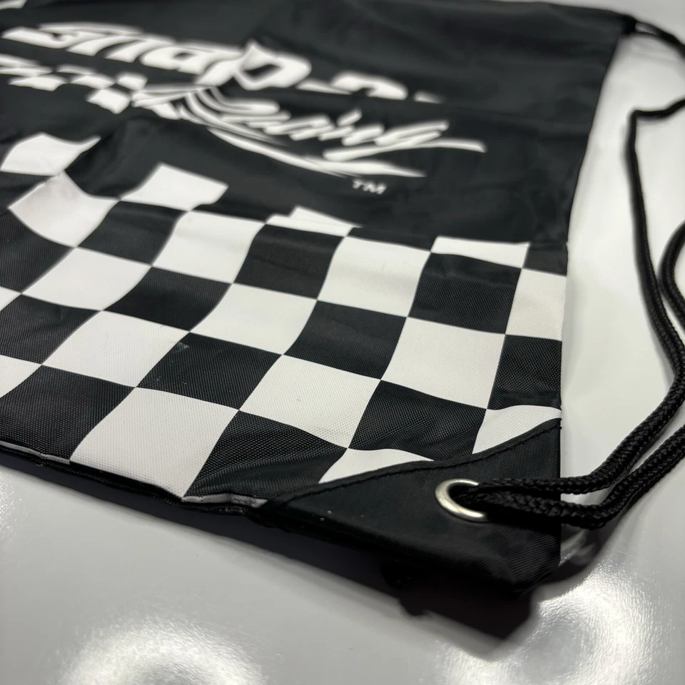 NEW Snap On Tools RACING CHECKERED Black And White Drawstring Bag/Backpack VTG - Image 4 of 4