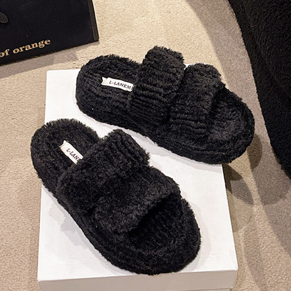 APL Women Plush Comfy Slippers Faux Fur Winter Plush Slippers Ho Bedroom Slippers