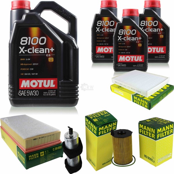 MANN-FILTER Inspektionspaket 8L Motul 5W-30 8100 X-Clean+ FüR Audi Q7 3.0 Tdi-image