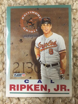 Cal Ripken jr入手困難 150枚限定 MLB150周年記念メダリオン Rare Error Card Cal Ripken Jr Ironman 2,130 1992 Fleer #711