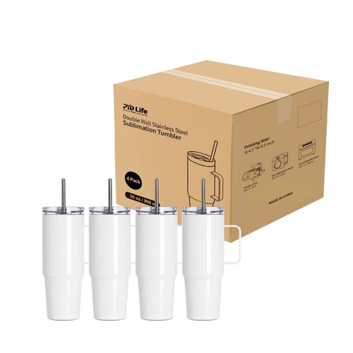 Sublimation Tumblers Blanks With Handle 30 Oz White Coffee Mugs Insulated Reusab - Picture 6 of 6