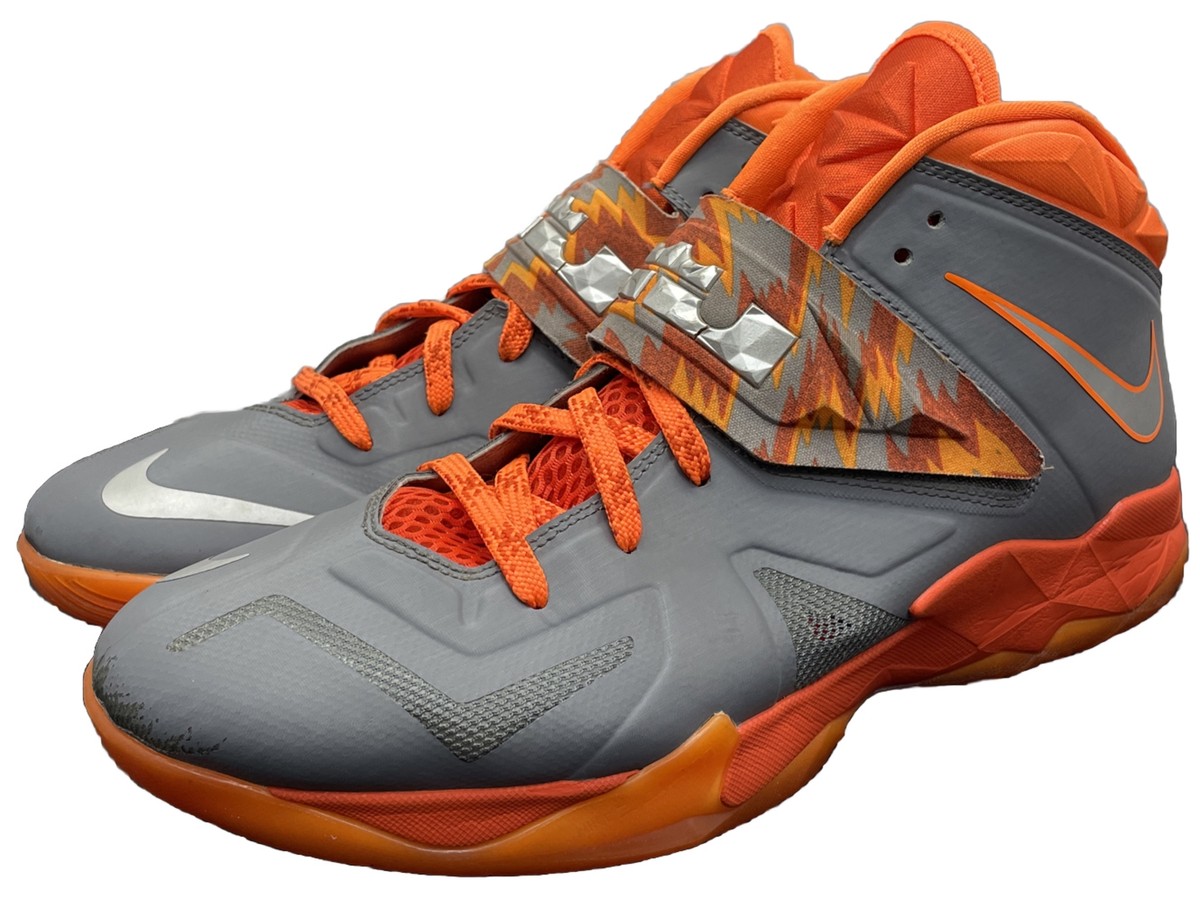 grey and orange lebrons
