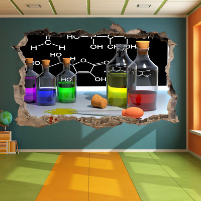 CHEMISRTY CHEMIKALIEN LABOR WANDAUFKLEBER 3D KUNST WANDBILD ZIMMER BÜRO POSTER DEKOR VS3