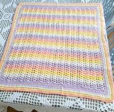 Fine 4ply Cotton Handmade Crochet Pram Cot Blanket Vintage Traditional Unique
