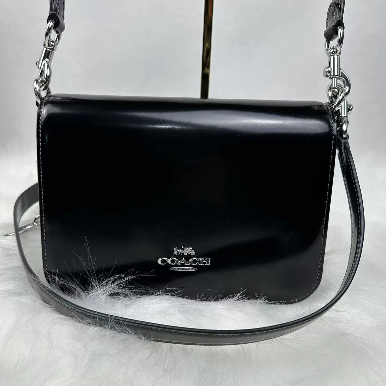 Borsa a tracolla Coach Quinn in pelle nero novità CY657 nuova con etichette