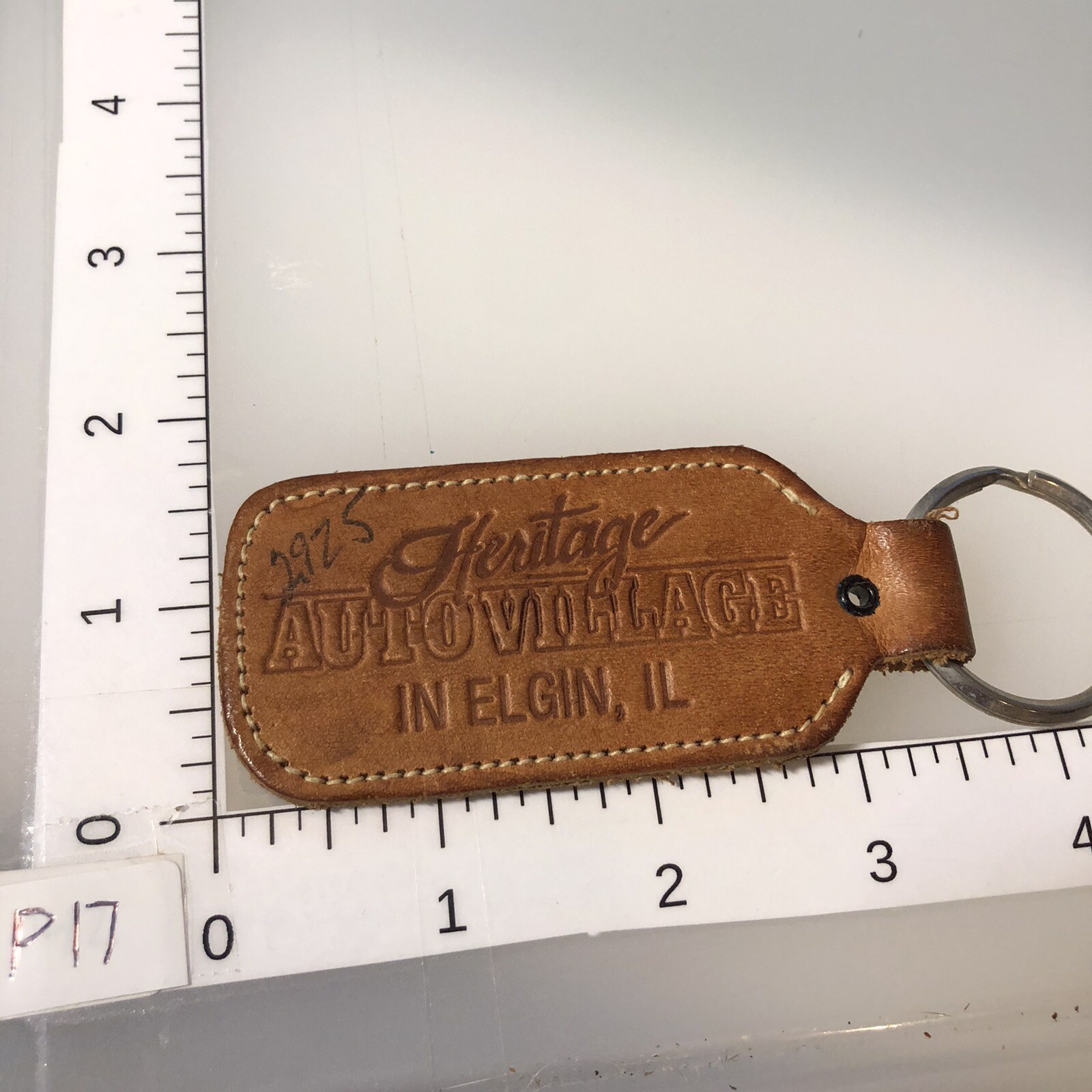 Elgin IL Heritage Auto Village Leather Auto Car Dealer Illinois Motors Keychain